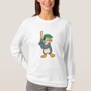 T-shirt Pingouin au baseball avec batte et casque de baseb