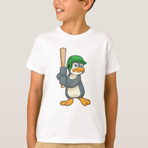 T-shirt Pingouin au baseball avec batte et casque de baseb