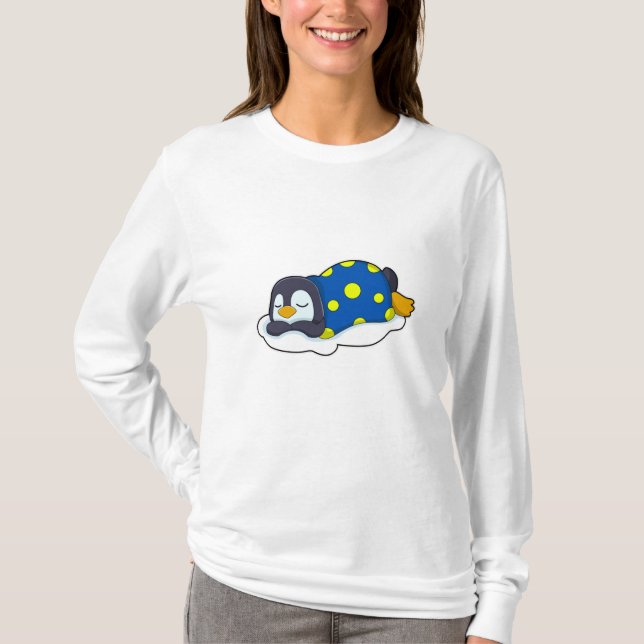 T-shirt Pingouin au coucher avec couverture (Devant)