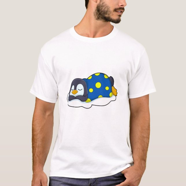 T-shirt Pingouin au coucher avec couverture (Devant)