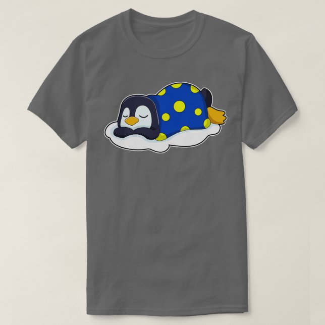 T-shirt Pingouin au coucher avec couverture (Design devant)
