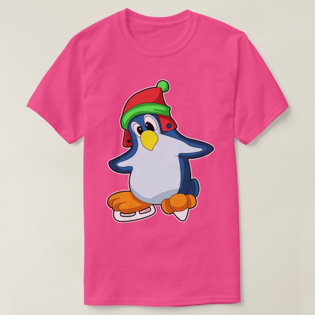 T-shirt Pingouin au patinage sur glace avec patins sur gla (Design devant)