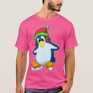 T-shirt Pingouin au patinage sur glace avec patins sur gla