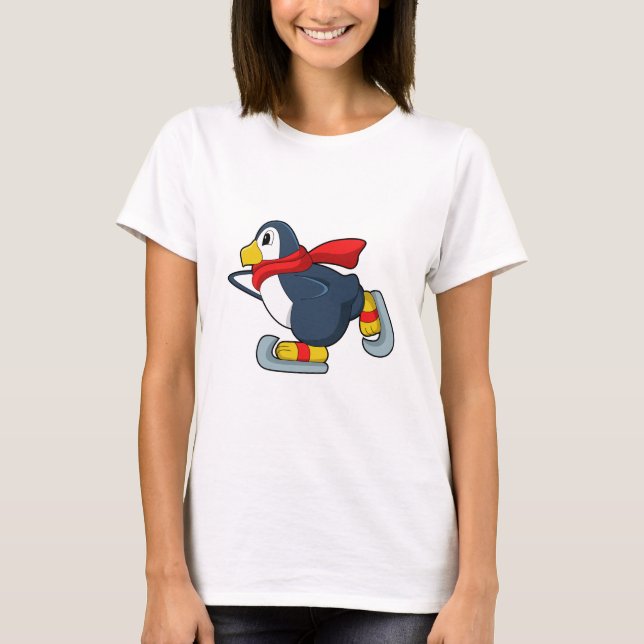 T-shirt Pingouin au patinage sur glace avec patins sur gla (Devant)