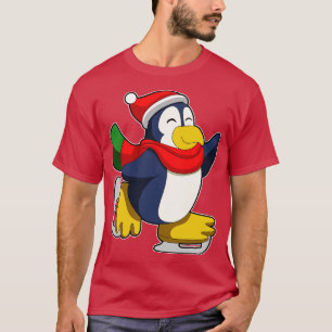 T-shirt Pingouin au patinage sur glace avec patins sur gla