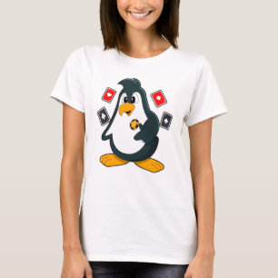 T-shirt Pingouin au Poker avec cartes de Poker