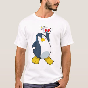 T-shirt Pingouin au Poker avec cartes de Poker