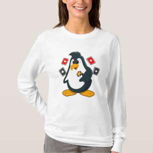 T-shirt Pingouin au Poker avec cartes de Poker