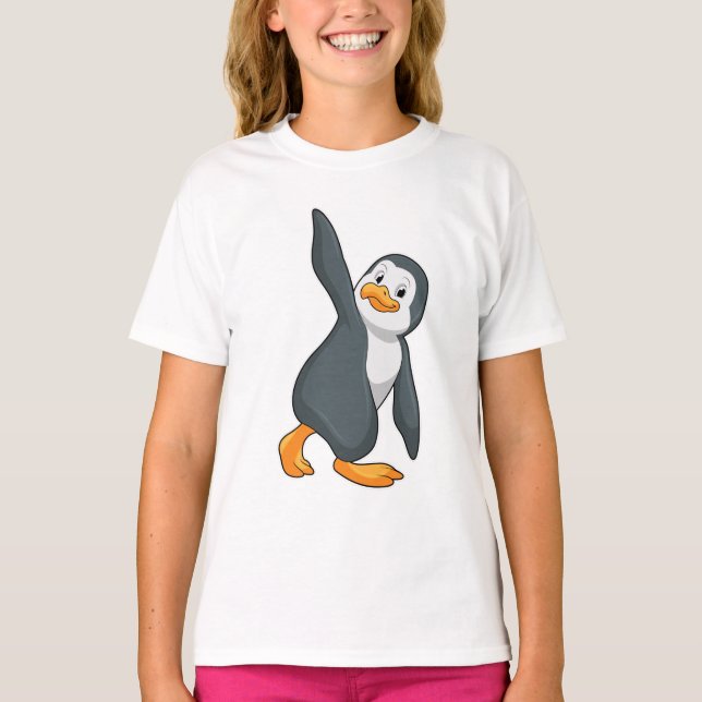 T-shirt Pingouin au Yoga Exercice d'étirement (Devant)