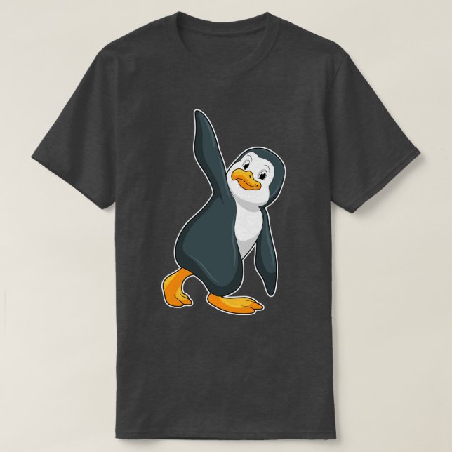T-shirt Pingouin au Yoga Exercice d'étirement (Design devant)