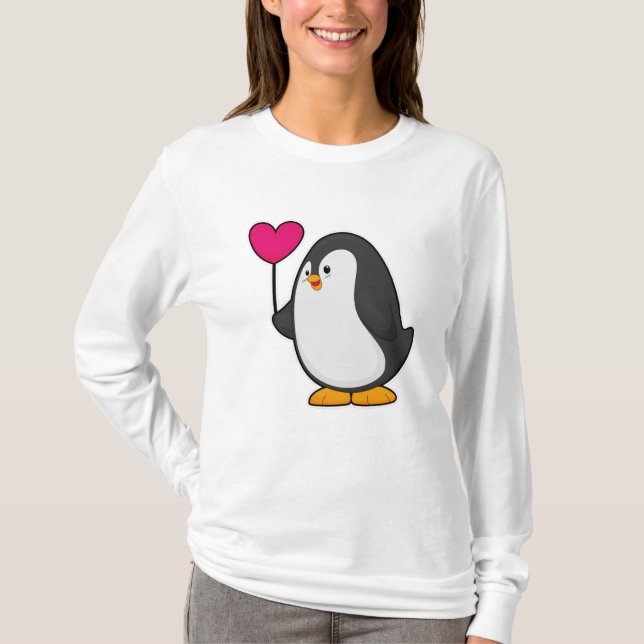 T-shirt Pingouin avec ballon cardiaque (Devant)