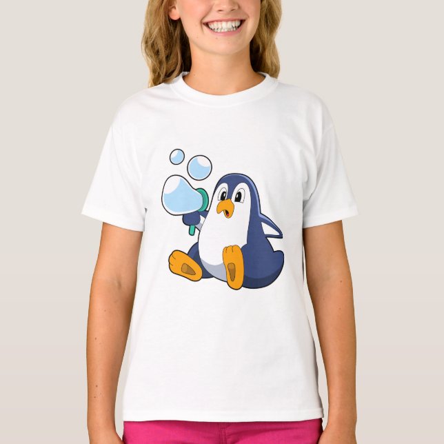 T-shirt Pingouin avec bulles de savon.PNG (Devant)