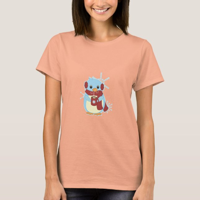 T-shirt Pingouin avec cacao chaud (Devant)