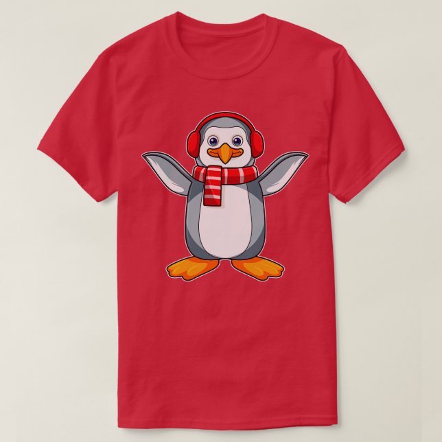 T-shirt Pingouin avec casque Scarf (Design devant)
