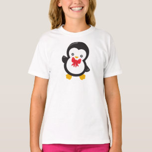 T-shirt Pingouin Avec Cravate De Bow, Pingouin Mignonne, P