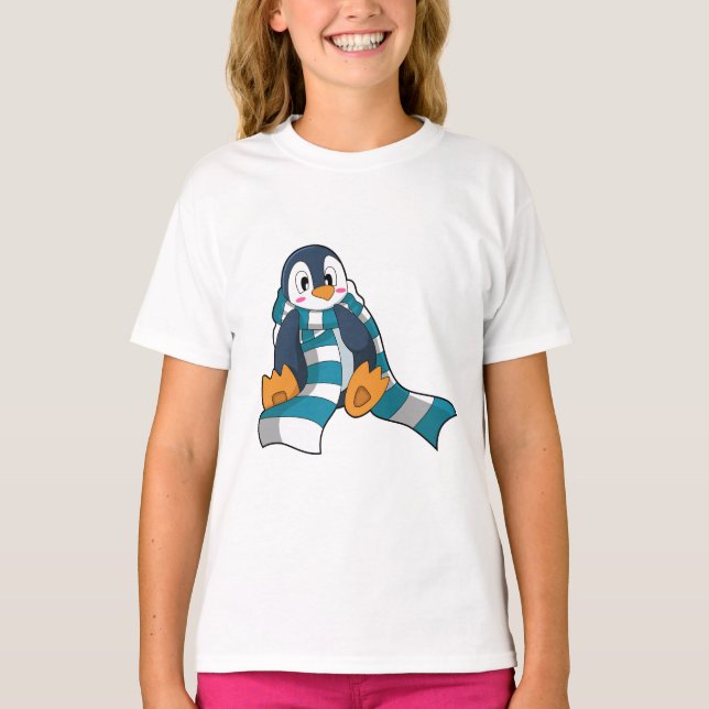 T-shirt Pingouin avec Écharpe (Devant)