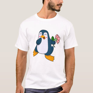 T-shirt Pingouin avec fleur de rosa