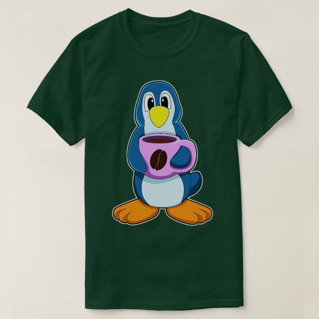 T-shirt Pingouin avec la coupe de café 1 (Design devant)