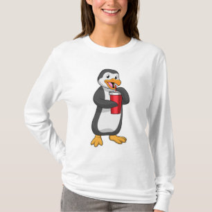 T-shirt Pingouin avec tasse à boire avec paille