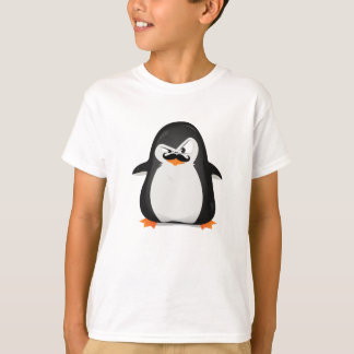 T-shirt Pingouin blanc noir mignon et moustache drôle