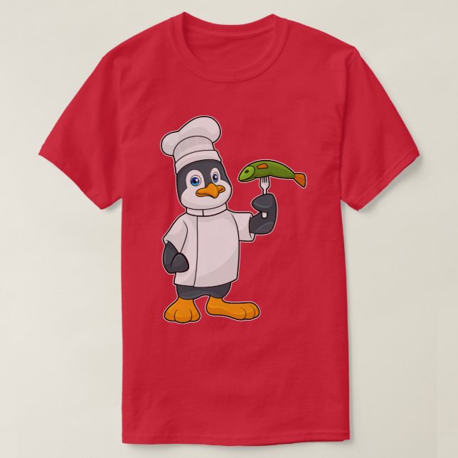 T-shirt Pingouin comme cuire avec tablier de Cuisine de po (Design devant)