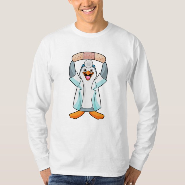 T-shirt Pingouin comme docteur avec plâtre (Devant)
