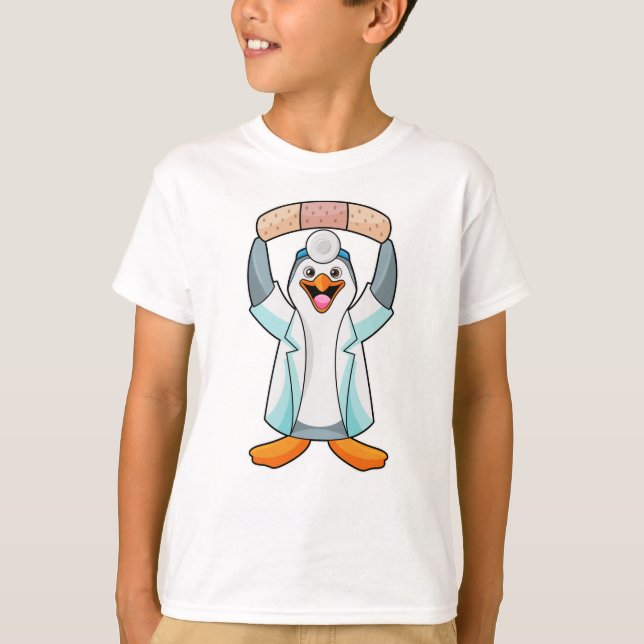 T-shirt Pingouin comme docteur avec plâtre (Devant)