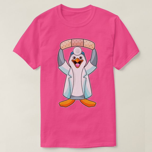 T-shirt Pingouin comme docteur avec plâtre (Design devant)