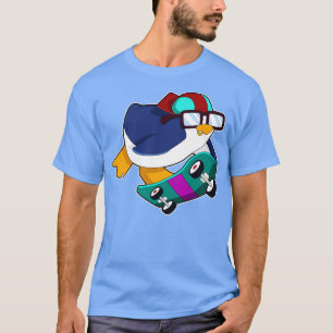 T-shirt Pingouin comme Patineur avec Skateboard 1