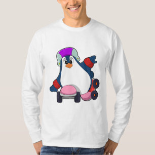 T-shirt Pingouin comme Patineur Inline avec Patins Inline