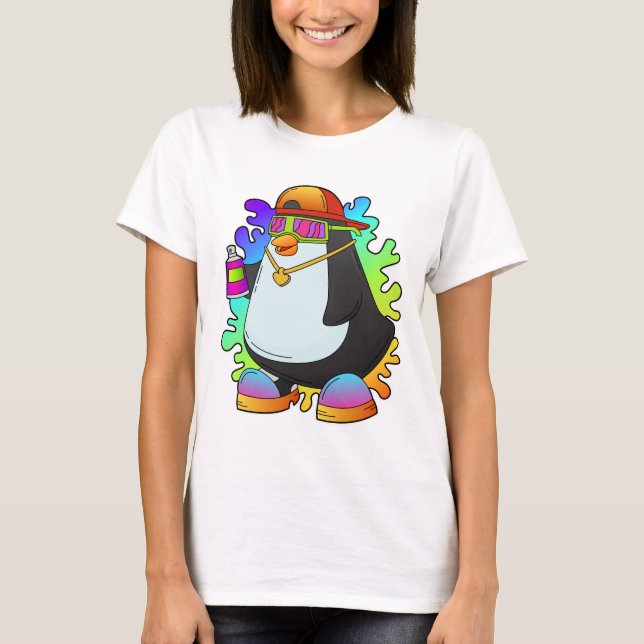 T-shirt Pingouin comme peintre avec Spray (Devant)