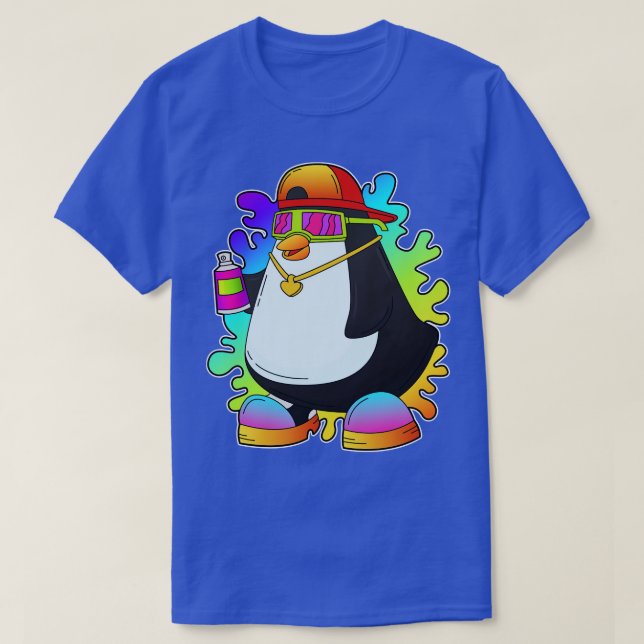 T-shirt Pingouin comme peintre avec Spray (Design devant)