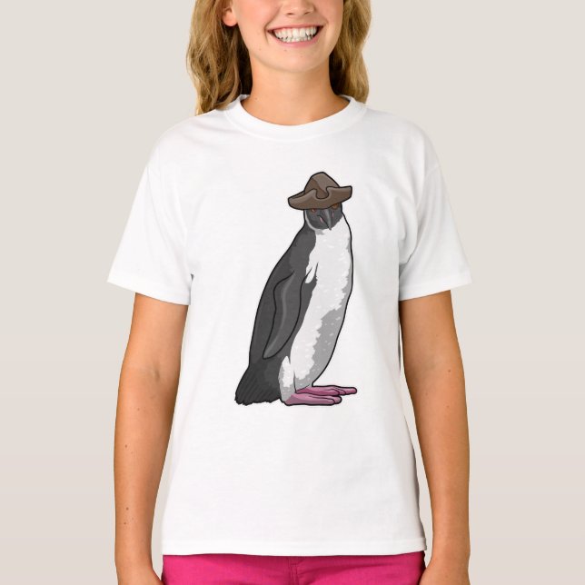 T-shirt Pingouin comme pirate avec Casquette (Devant)