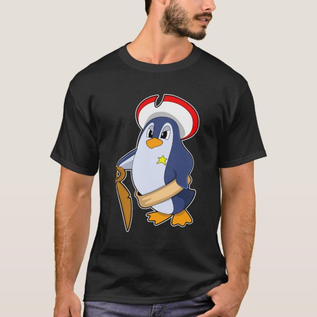 T-shirt Pingouin comme pirate avec Casquette (Devant)