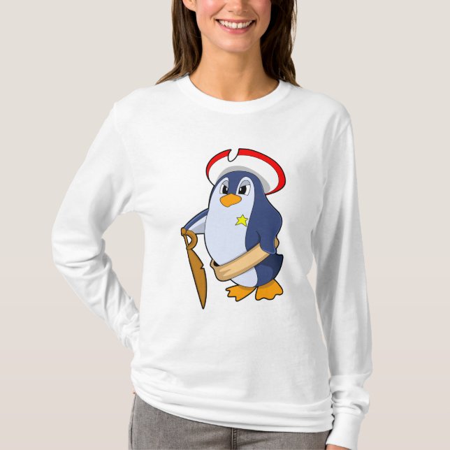 T-shirt Pingouin comme pirate avec Casquette (Devant)