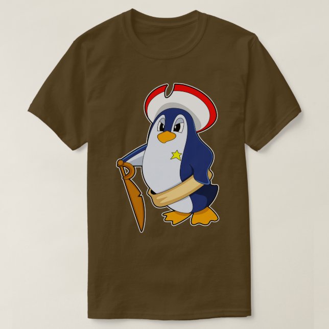 T-shirt Pingouin comme pirate avec Casquette 1 (Design devant)