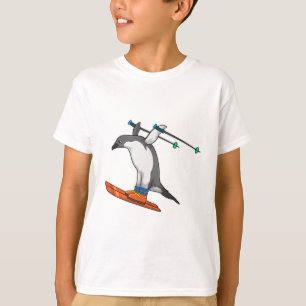 T-shirt Pingouin comme Saut à ski avec Ski