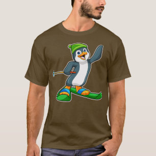 T-shirt Pingouin comme skieur avec Casquette de ski