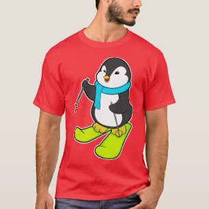 T-shirt Pingouin comme skieur avec Ski 2