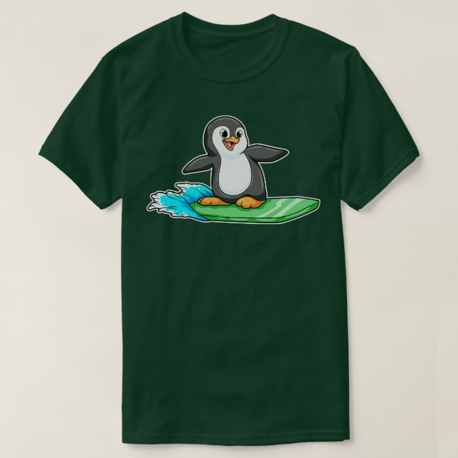 T-shirt Pingouin comme surfeur avec Surfer 1 (Design devant)