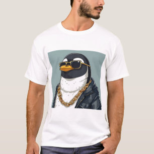 T-shirt Pingouin cool En Veste Et Lunettes De Soleil En Cu