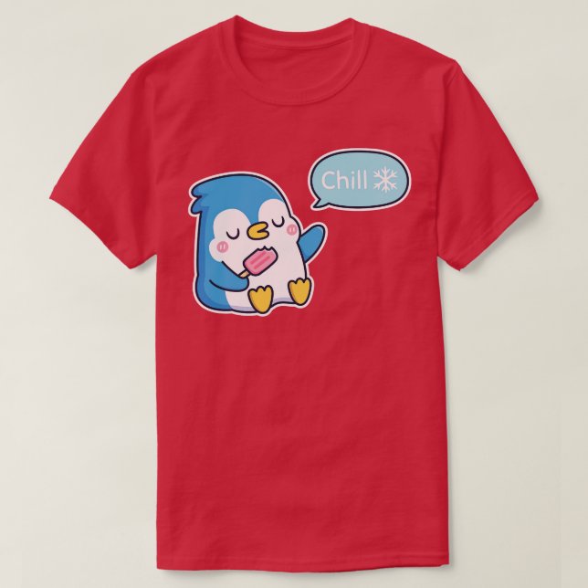 T-shirt Pingouin Cute Avec Popsicle Dit Chill (Design devant)