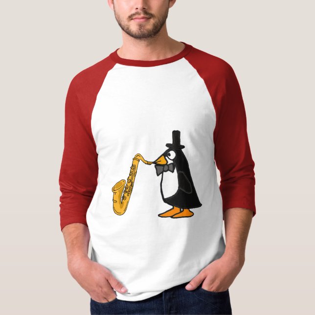 T-shirt Pingouin d'AL jouant le saxophone (Devant)