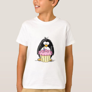 T-shirt Pingouin d'anniversaire avec Cupcake