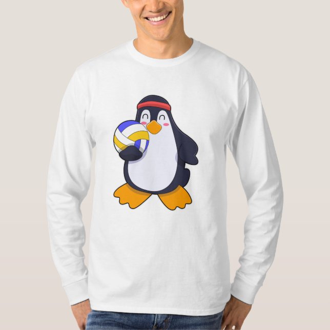 T-shirt Pingouin dans les sports de volleyball (Devant)