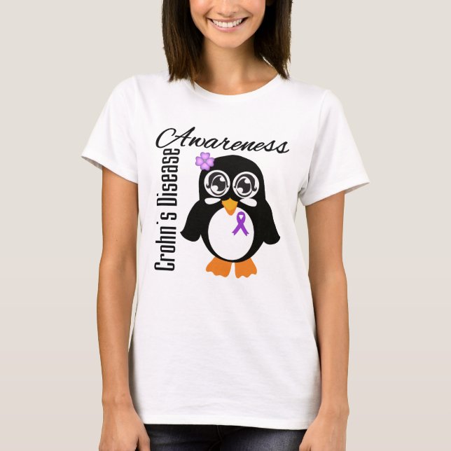 T-shirt Pingouin de conscience de maladie de Crohn (Devant)