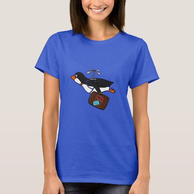 T-shirt Pingouin de déplacement d'hélicoptère de vol avec (Devant)