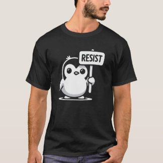 T-shirt Pingouin de dessin animé portant le signe "RESIST"