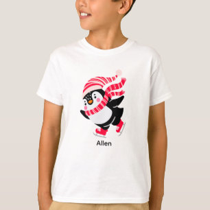 T-shirt Pingouin de Noël dans un Casquette et écharpe sur