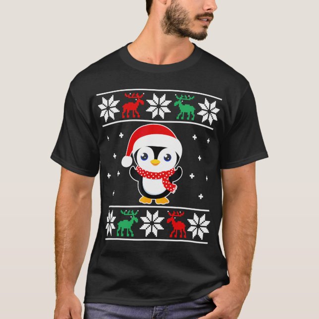 T-shirt Pingouin de Noël Funny Classique Filles Laides Gar (Devant)
